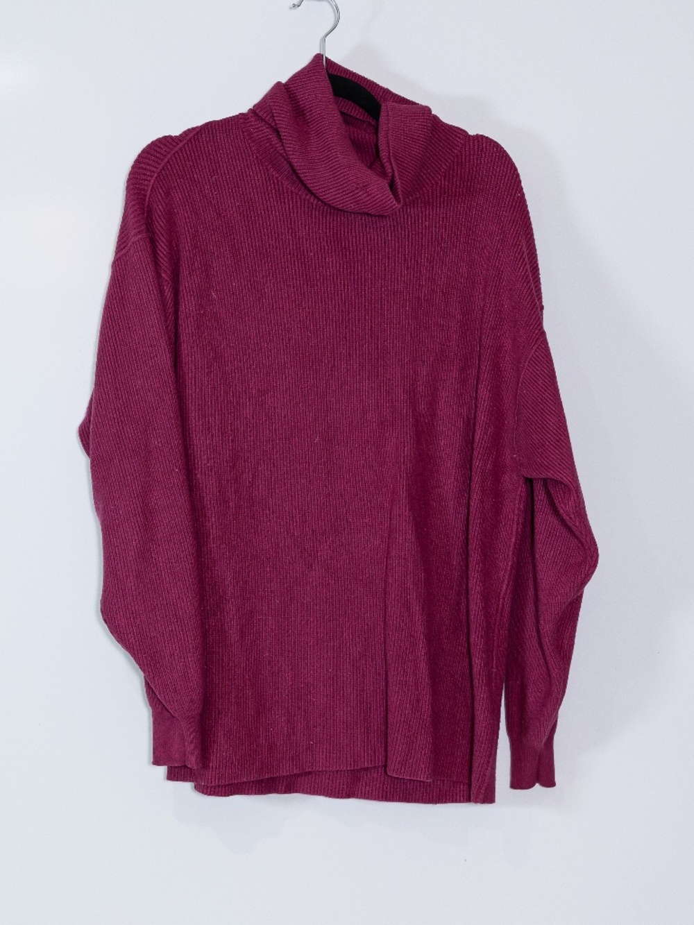 Free People Softly Structured Knit Stretch Turtleneck Pullover Sweater Purple S